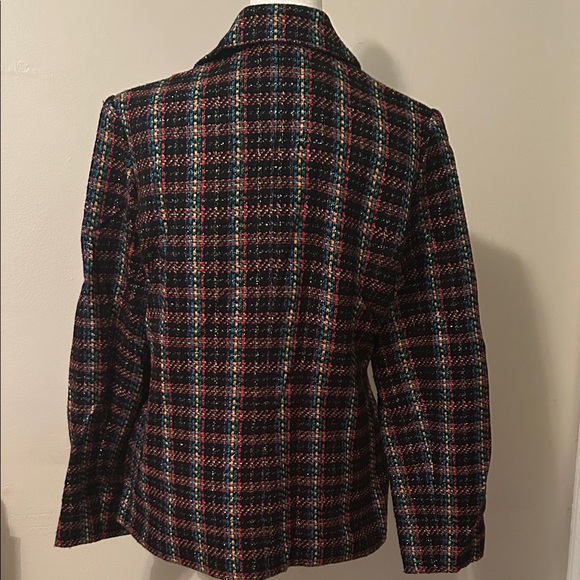 Women's Multi-Color Tweed Zip-Front Jacket - Picture 3 of 5